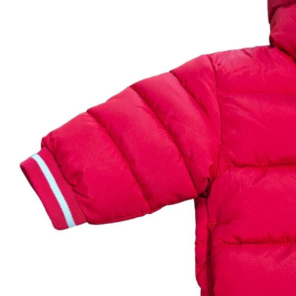 Baby GAP Puffer Jacket 0-6 Months Red ColdControl Hooded Fleece Lined Preppy - Picture 4 of 8